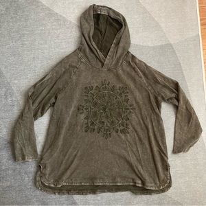 Oversized army green embroidered mandala tunic